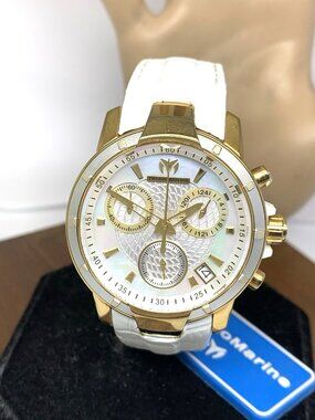 Technomarine Women's Watch TM-615002 Quartz MOP Dial White Leather Strap 38mm